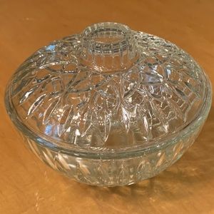 Vintage Indonesian Clear Pressed Glass Candy Dish With Lid